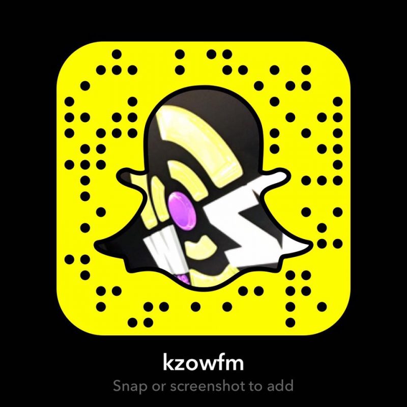 Graphic for snapchat filter to add KZOW on Snapchat
